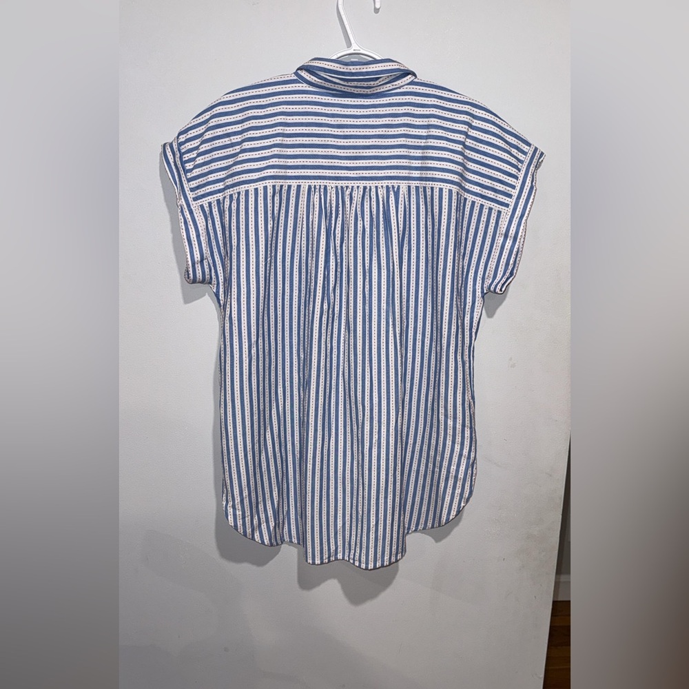 LOFT White and Blue Striped Button Down Shirt - Picture 3 of 15